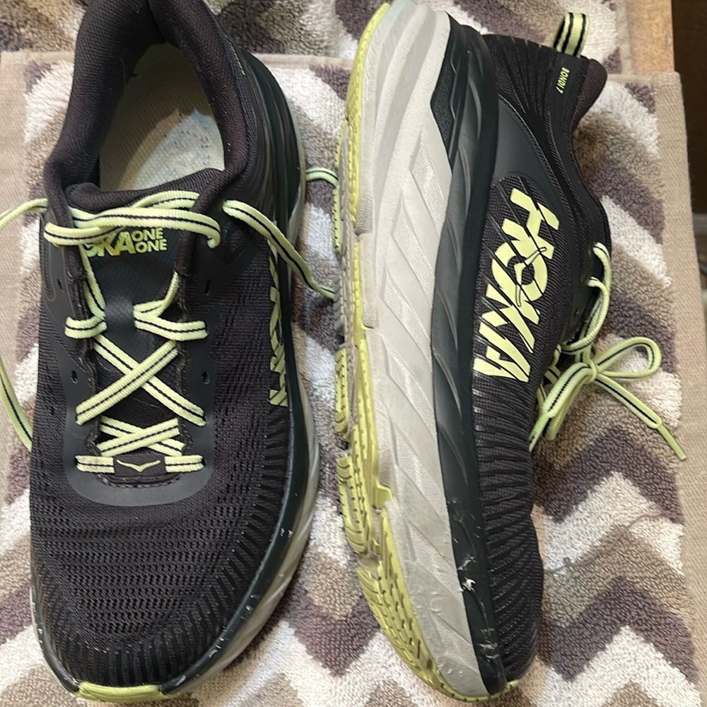 Hoka One One Bondi 7 Blue Graphite Butterfly Running Shoes Sneakers size 7.5 men